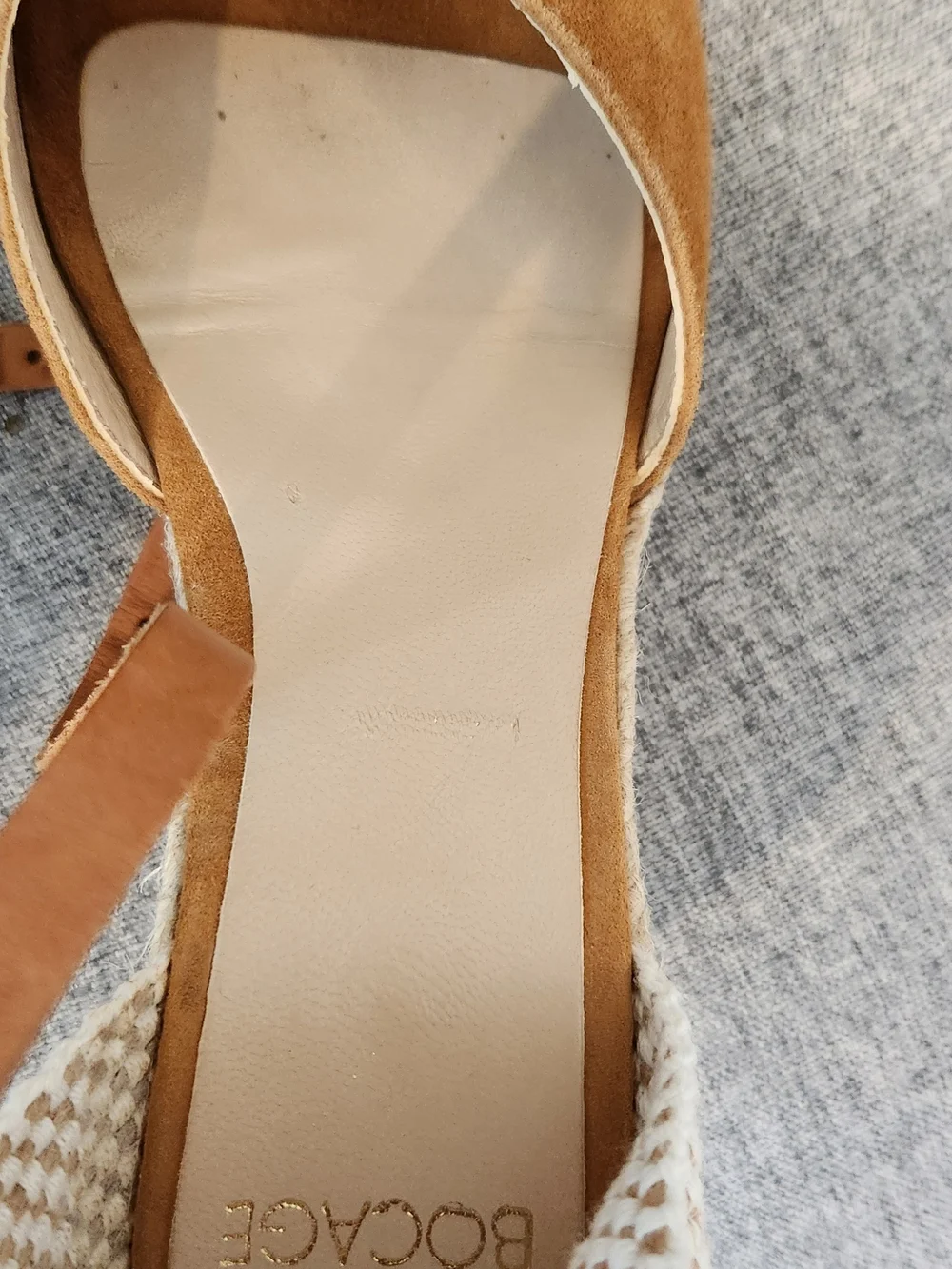 Tan Suede Espadrille Wedges with Ankle Strap